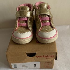 See Kai Run Gold and Pink Kids Sneakers